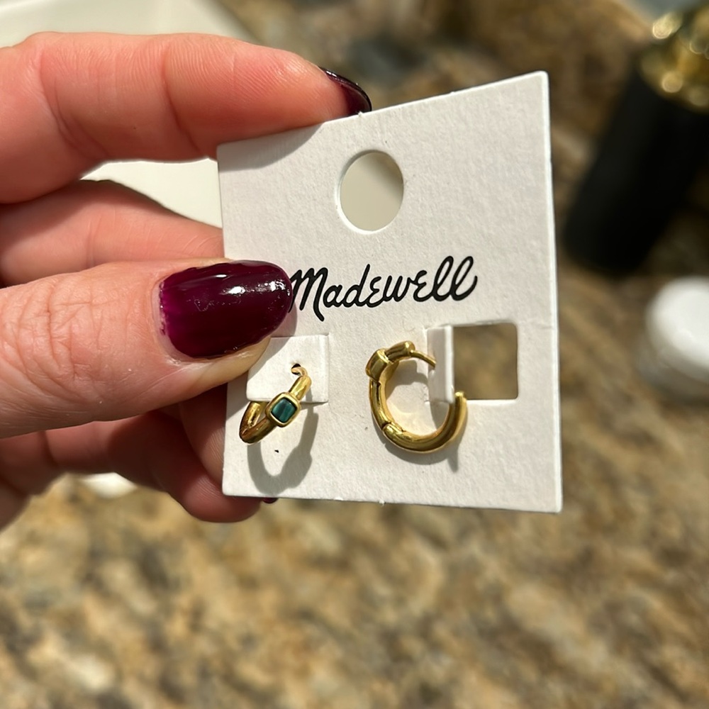 NWT Madewell gold gem small hoop earring
